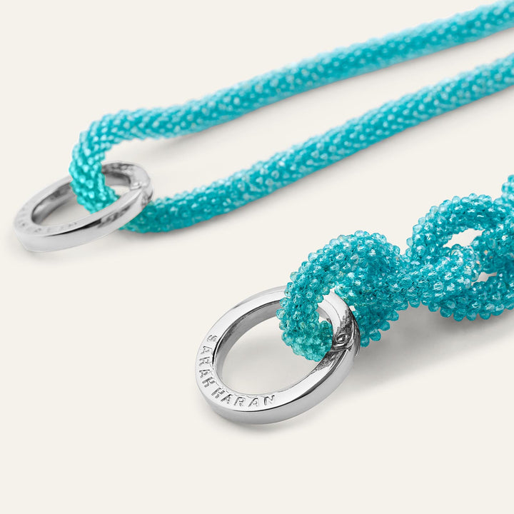 Bright Blue Sparkle Sarah Haran Kings Knot Strap with Silver hardware detail | U80-S