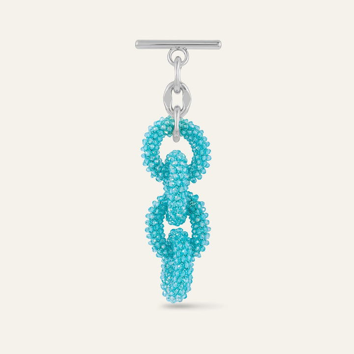 Bright Blue Sparkle Sarah Haran Kings Knot Tassel with Silver hardware front 1 | U80-S