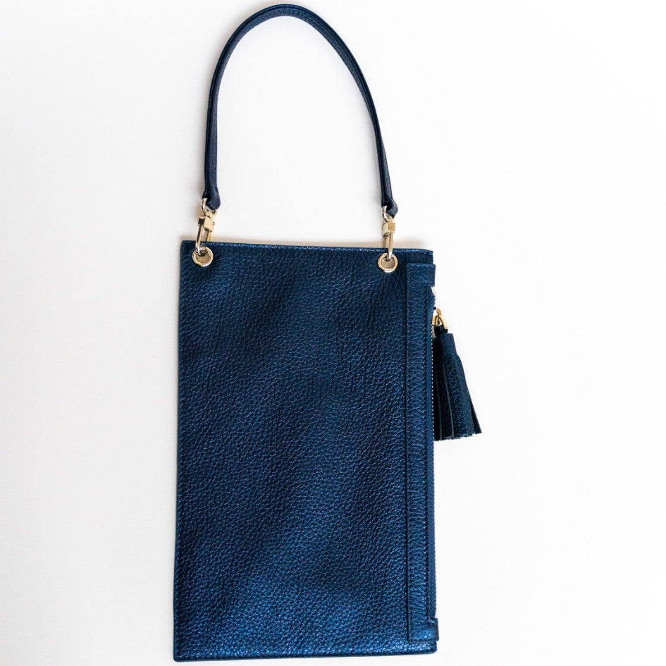 Clover Wristlet-Handbag-Sarah Haran Accessories-Gold-Metallic Navy-Sarah Haran Accessories