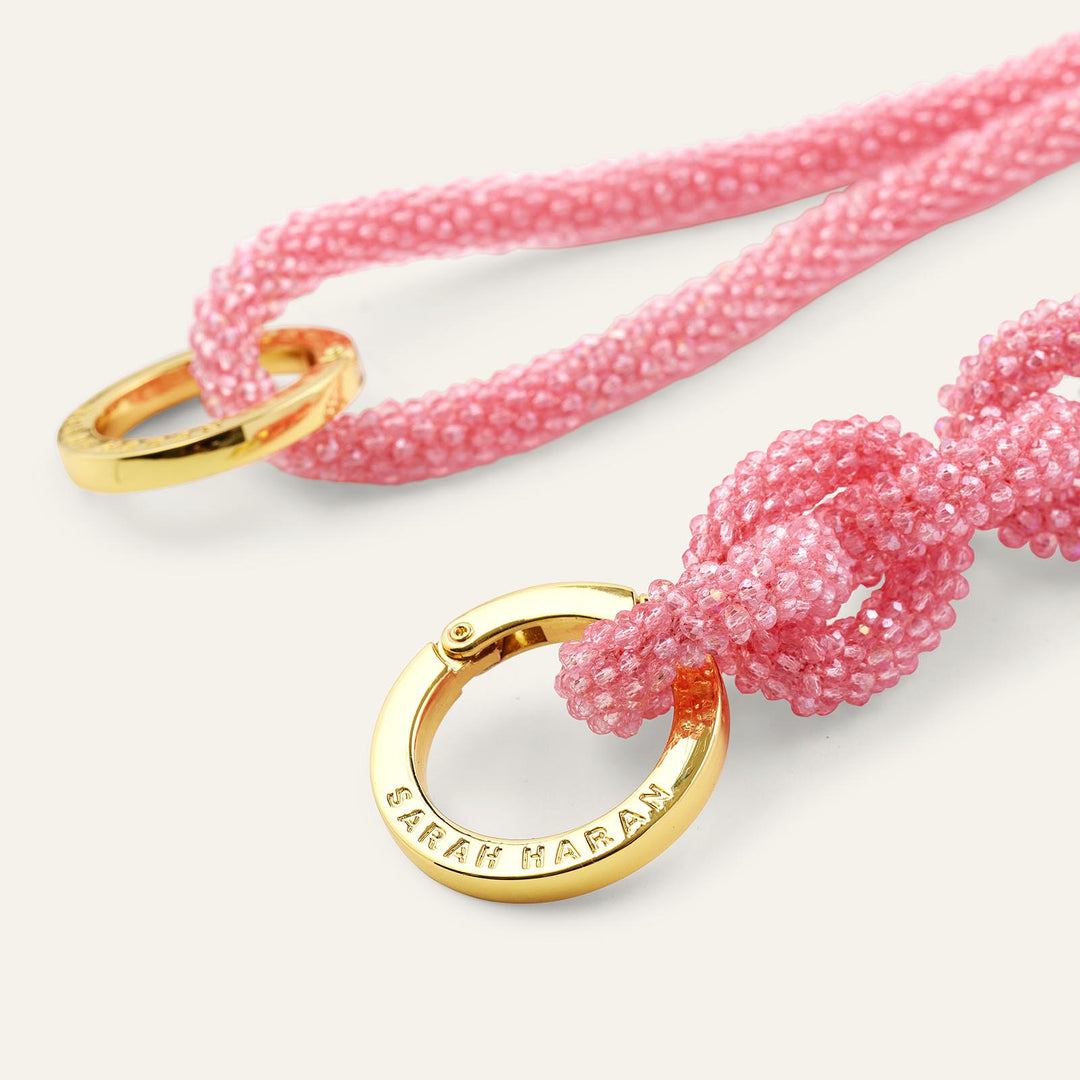 Coral Sparkle Sarah Haran Kings Knot Strap with Gold hardware detail | P72-G