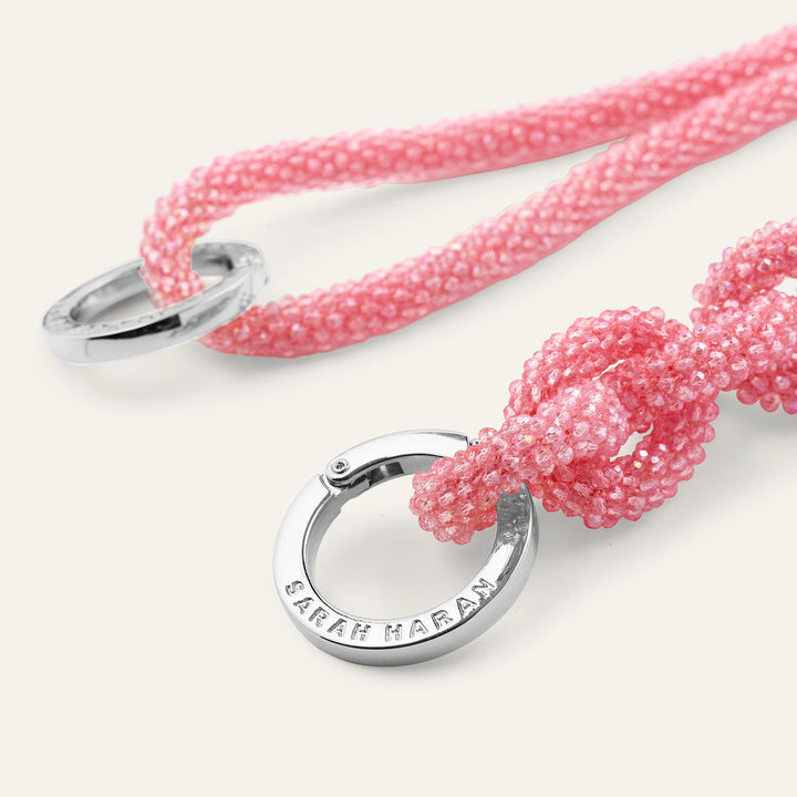 Coral Sparkle Sarah Haran Kings Knot Strap with Silver hardware detail | P72-S