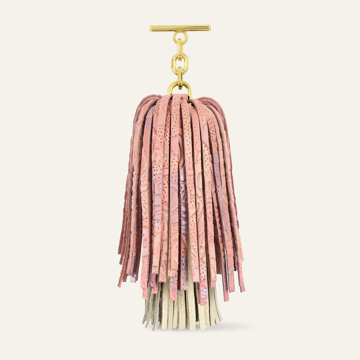 Garden of Roses Cream Sarah Haran Double Pompom Tassel Textured with Gold hardware front 1 | P77-G