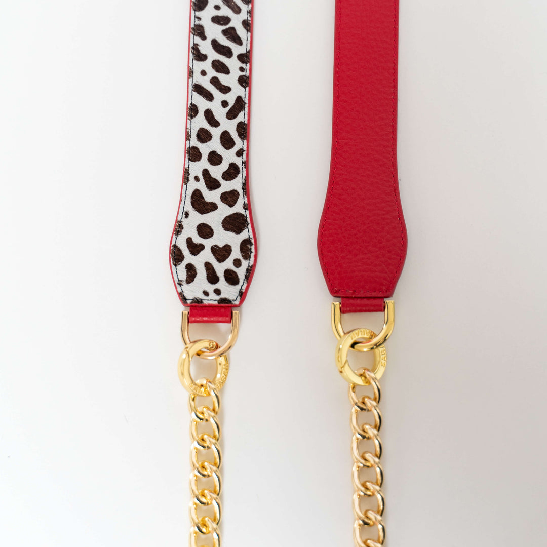 Gemini Strap - Textured-Restyle Accessories-Sarah Haran Accessories-Gold-Dalmatian Pillarbox Red-Sarah Haran Accessories