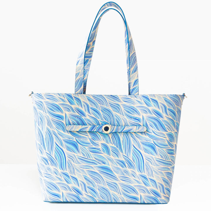 Michelle Shopper - Limited Edition-Handbag-Sarah Haran Accessories-Silver-Blue Leaf-Sarah Haran Accessories