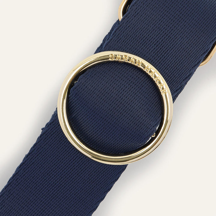 Navy River Strap with Gold hardware detail| U01-G