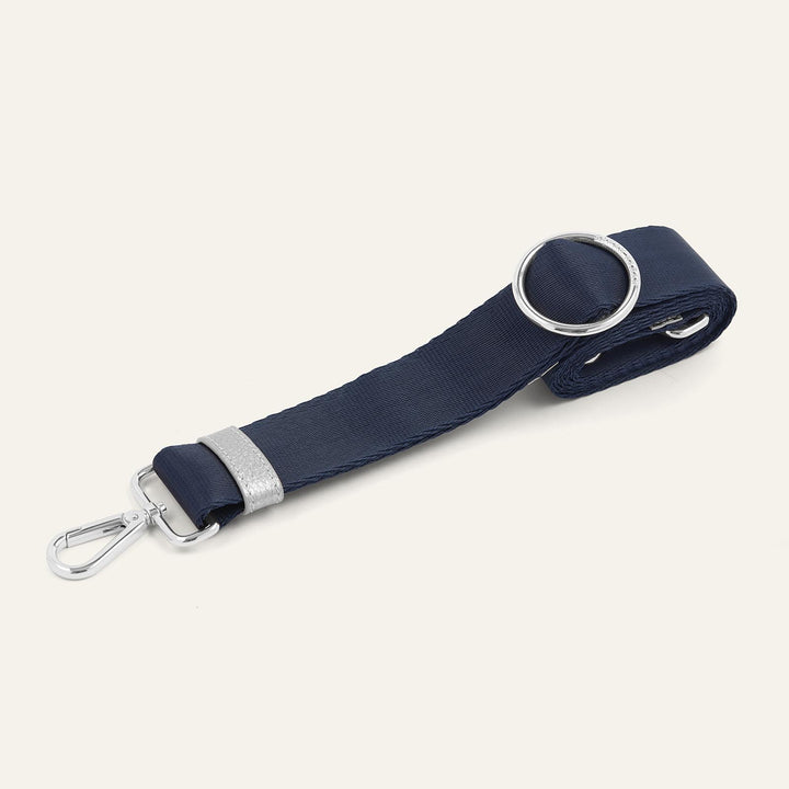 Navy River Strap with Silver hardware front 1 | U01-S