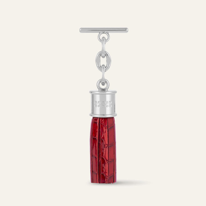 Red Patent Croc Capsule Tassel - Mini - Textured with Silver hardware front 1 | RO20-S