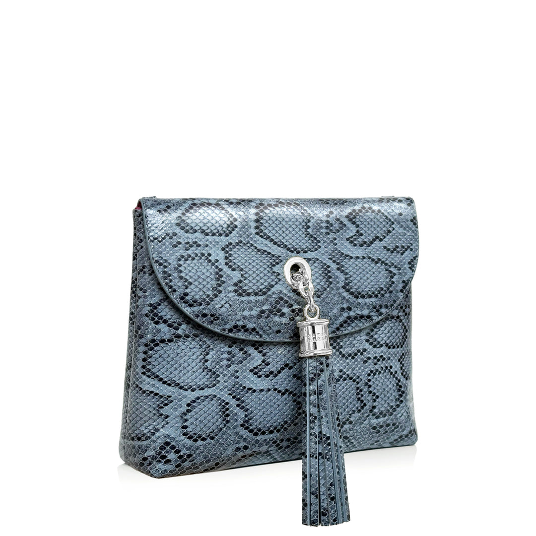 Complimentary Bag Q4 Reservation*: Jasmine - Metallic-Handbag-Sarah Haran Accessories-Silver-Blue Python-Sarah Haran Accessories