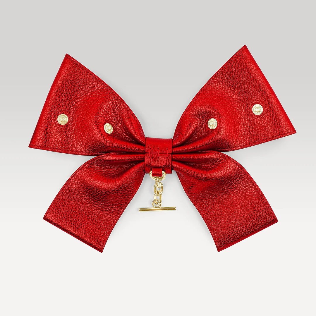 Deco Bow - Textured-Restyle Accessories-Sarah Haran Accessories-Gold-Metallic Red-Sarah Haran Accessories