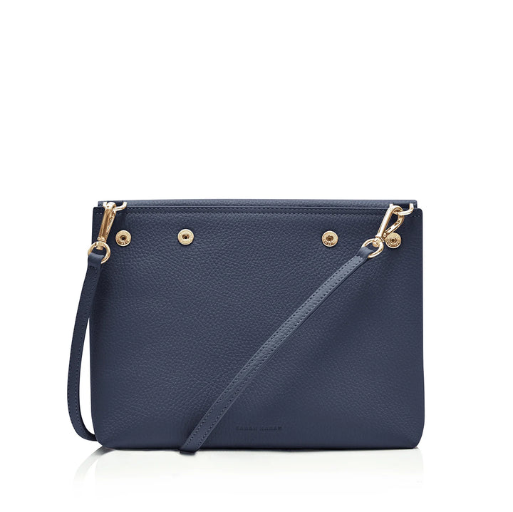 Navy Sarah Haran Jasmine Crossbody Sale with Gold hardware back | U01-G