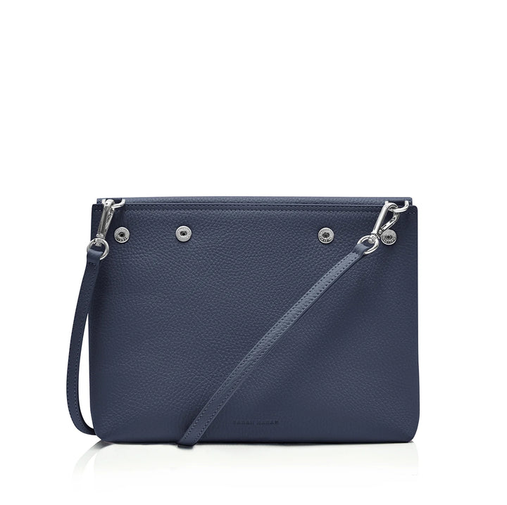 Navy Sarah Haran Jasmine Crossbody Sale with Silver hardware back | U01-S